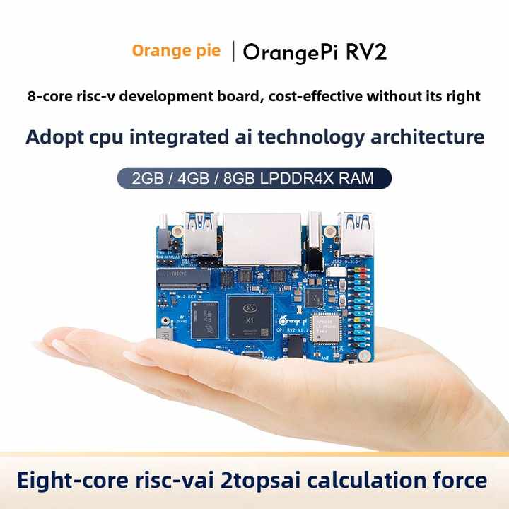 Orangepi RV2 Development Board Eight-Core Risc-V Architecture Dual Network Ports Exclusive for Makers