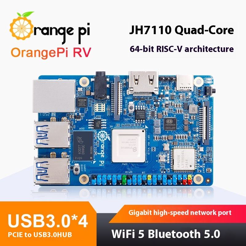 Orangepi RV 64-Bit Quad-Core Risc-V Architecture Development Board with Gigabit Ethernet for Kit-Based Projects