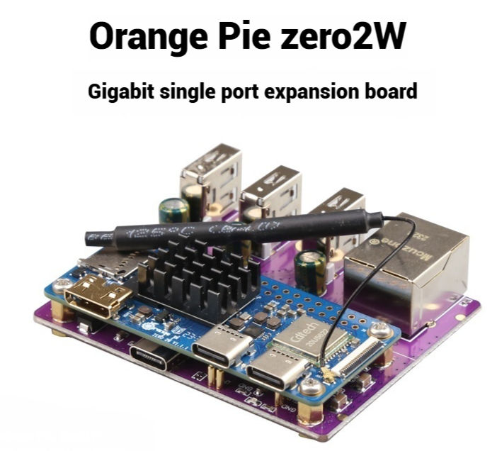 Orange Pi Zero 2W Gigabit Single Ethernet Expansion Development Board with Top Pin Communication and Power Supply Orange Color
