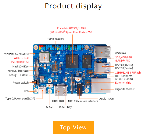 Orange Pi 3B development board Orange Pi 3B quad core RK3566 supports eMMC module Orange Pi 3B
