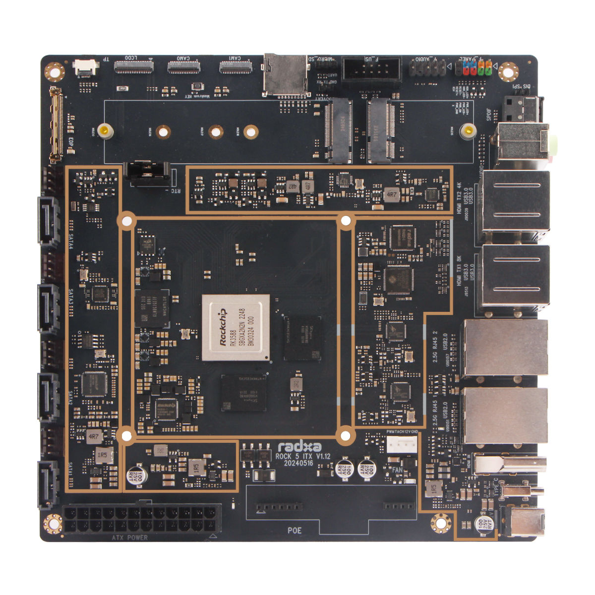 Renesas Radxa ROCK5 ITX RK3588 Development Board Mini ITX Motherboard with Eight-Core CPU Single Board Computer