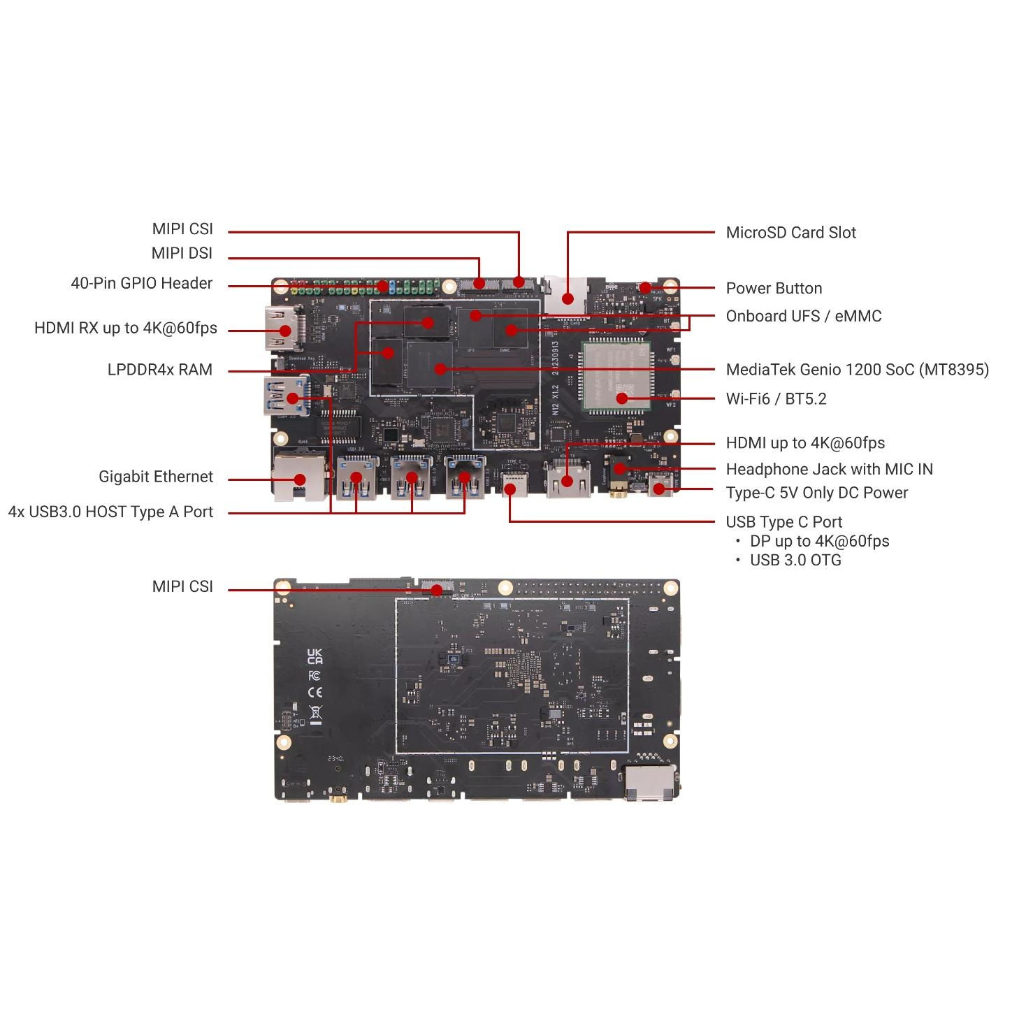 Renesas Radxa NIO 12L Development Board with MTK Genio 1200 8-Core CPU Single Board Microcontroller for Linux Operation System