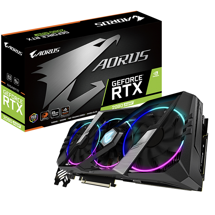 GIGABYTE NVIDIA AORUS GeForce RTX 2080 SUPER 8G Used Gaming Graphics Card with 8GB GDDR6 256-bit Memory