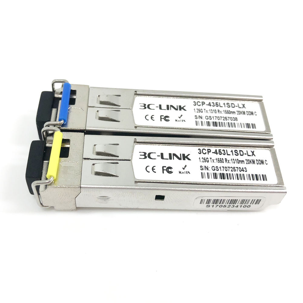 Factory direct sale 1.25G 20km BIDI SPF Optical Transceiver 1310nm/1550nm LC SC Connector