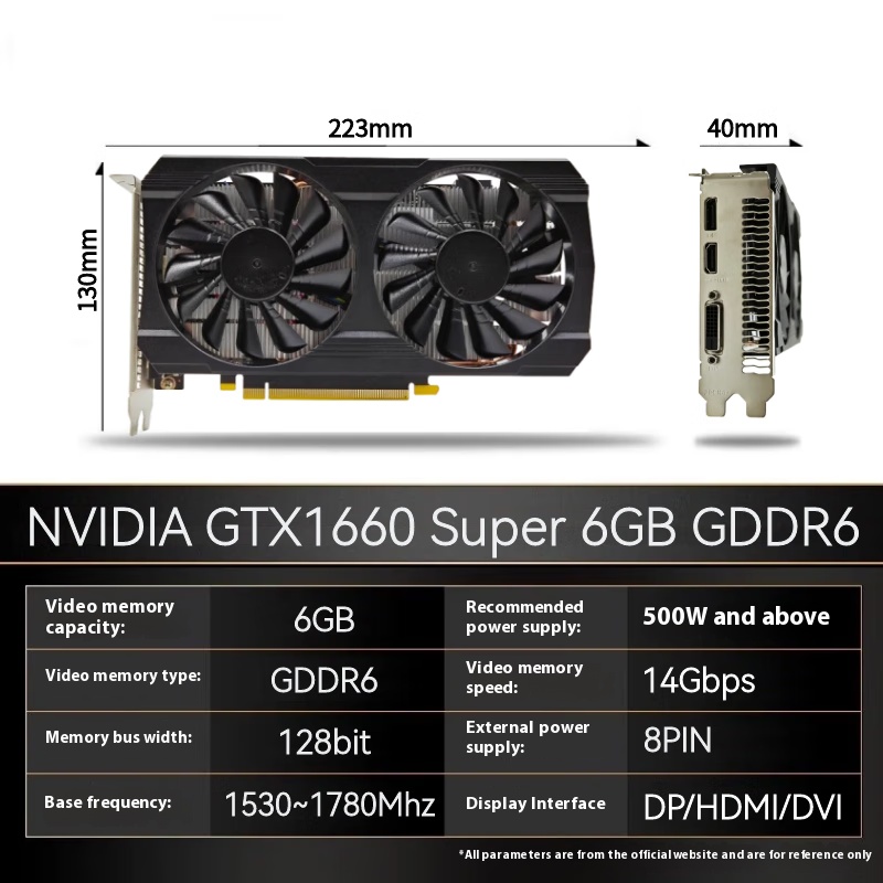 NVIDIA GTX 1660 SUPER 6G GDDR6 dedicated graphics card for industrial control, high-definition 4k projector, 3-screen, brand-new white-label GTX 1660 SUPER 6G